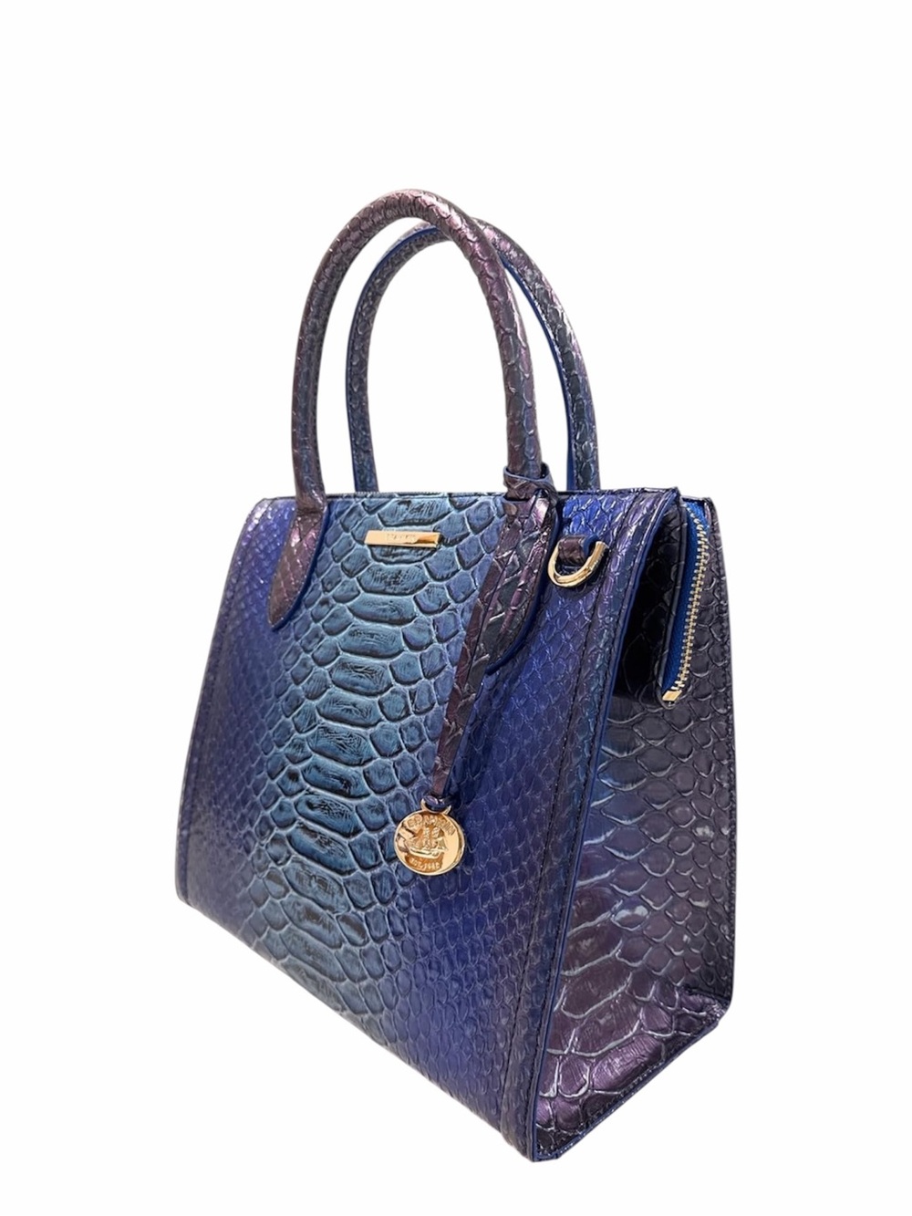 Brahmin Small Carolina Electric Blue Ateague Satchel - Picture 2 of 13